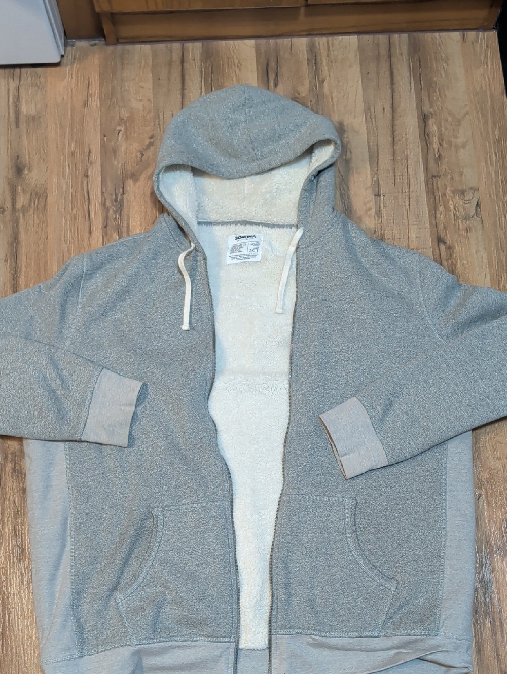 Sonoma Light Gray Sherpa-Lined Zip Hoodie